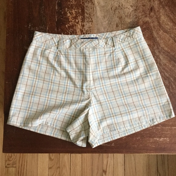 Vintage J. Crew Plaid Hi Rise Shorts 90s Tan - Sz 6 - Picture 2 of 8